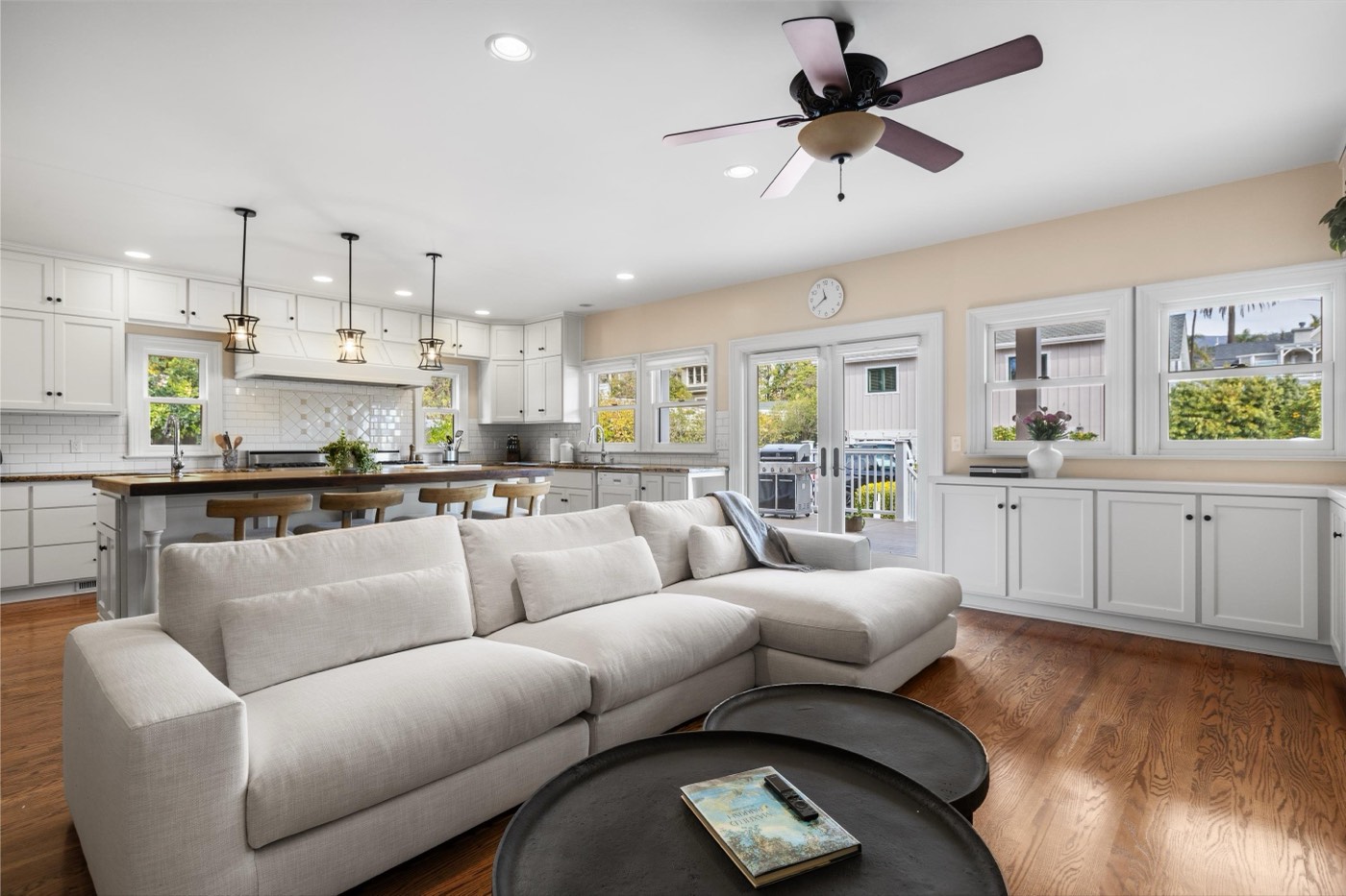 Family room opening to the kitchen